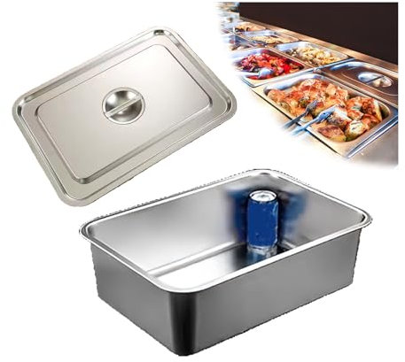 NJDQFA Lebensmittel Lagern Behälter,Stapelbar Gastro Behälter Mehrweg, Rechteckig Edelstahl Gastronomiebehälter,50 * 35cm,15cm