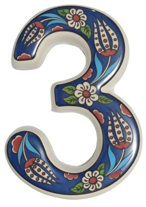 Ceramic house numbers with tulip design and several colors (Navy Blue, 3)