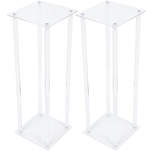 HUSPOO 2 Stück Acryl Blumenständer Hochzeit Mittelstücke Tabletop Decor Clear Rack, Blumen Stand Clear Sockel für Hochzeit Party Tisch Centerpiece, Home Decor (20x20x60cm)