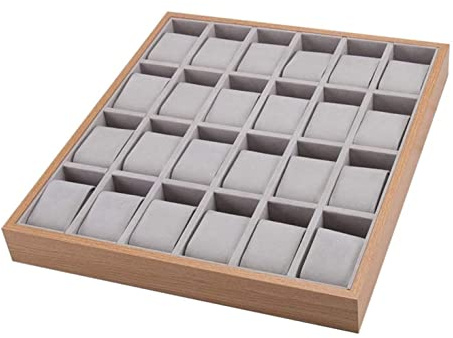 HAODUOO Uhrengehäuse, Uhrenrolle, Uhrenbeweger, Uhren-Display-Organizer, klassisch, 24 Fächer, Uhrenablage, Halter, Vitrine, Armbanduhr, Aufbewahrungsbox, Uhrenbox, Uhren-Organizer