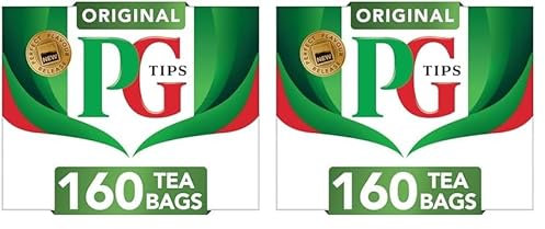 PG Tips Original | Black Tea Bags Bulk | One Cup | Refreshing, Flavourful & Full-Bodied | Perfect Flavour Release | 160 Plant Based Biodegradable Teabags (Pack of 2)