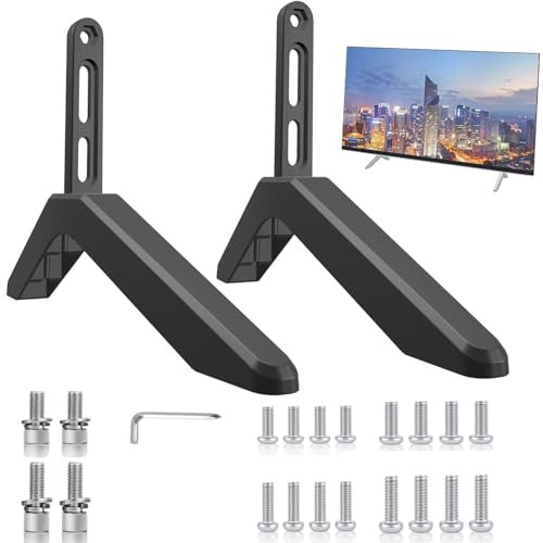 Pied TV Universel, Supporto TV da Tavolo, Porta TV, Piedistallo TV per TV per la maggior parte dei LED Plasma TV a Schermo Piatto Base Piedistallo Piedi di Ricambio Supporto TV Gambe