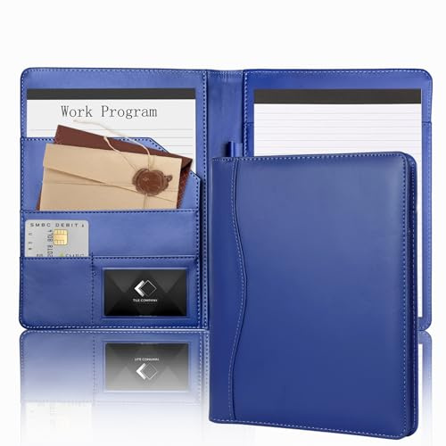 Mini porte-documents en cuir souple de 12,7 x 20,3 cm, format A5, classeur d'affaires, bloc-notes, organiseur de documents de taille junior, cadeau pour enfant, homme, femme, bleu marine