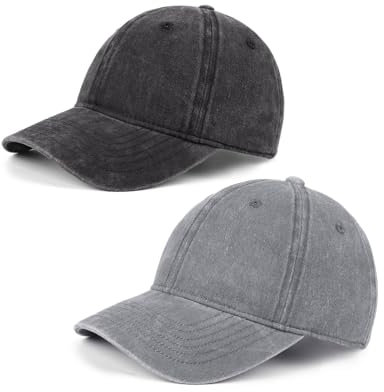 Zylioo 2 Stück XL/XXL Vintage Basecap Kappe Für Großen Kopf Pigment Baseballkappe Washed Cotton Used Look Baseball Cap Waschbare Cappy