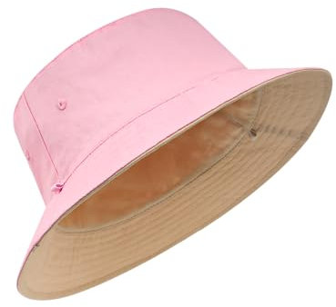 Zylioo Chapeau de soleil XXL réversible, protection UV double face, pour golf, randonnée, plein air, Kaki-Rose (L-XL/60 cm), L/XL