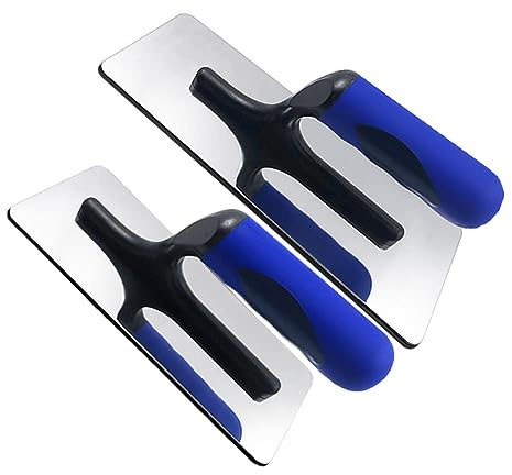 Kopinma 2Pcs Beton Venezianische Putzkelle Aus Edelstahl, Glättekelle Trockenbau Spachtel Werkzeug mit ergonomischem Softgriff, Glättspachtel zum Putz, Spachtelmasse, Lackieren und Verputzen