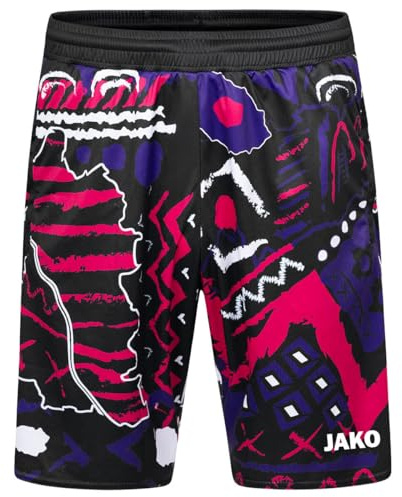 JAKO Unisex Malle Sporthose Manchester 2.0, weiß/pink/lila/schwarz, L