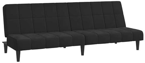 Eleganz Futon Sofa Bett 2-Sitzer in Schwarz Samt – Bequemes Schlafsofa für Wohnzimmer & Gastbereich, Platzsparend & Langlebig
