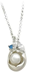 Tolldek Echtes Halskette für Damen 9K Weißgold, Damenkette Anhänger Klassiker mit Perle Rundschliff Weiß, Au375 Gold Kette Frauen, 40+5