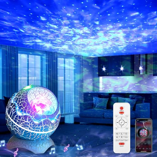 Kinberry Galaxy Projector Light for Bedroom, Star Projector Night Light with 14 RGB Light Effects, Space Light Projector with Timer and Bluetooth Speaker, Dinosaur Egg Shape, for Adults Kids Birthday