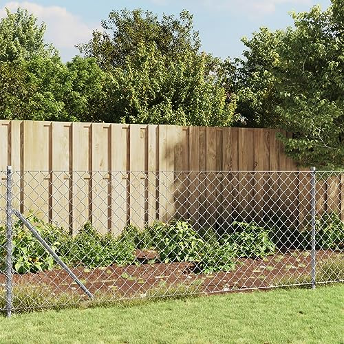 Maschendrahtzaun mit Bodenflansch, Silbern, 0,8x25 m, Verzinkter Stahl, Robuster Gartenzaun, Tiergehege, Einfache Montage