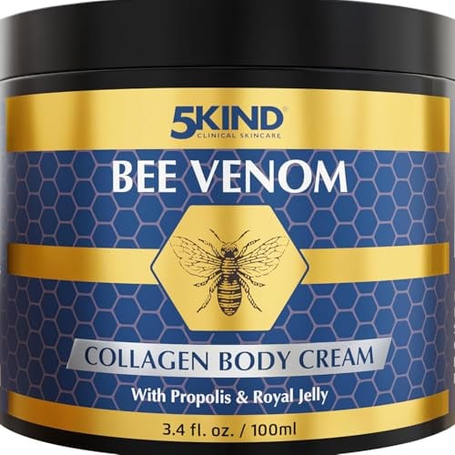 5Kind Bienengift Kollagen Körpercreme mit Propolis & Gelée Royale 100 ml | Straffende Bienengiftsalbe Kollagencreme für Frauen und Männer - Bienengiftcreme für straffe Haut und zur Hautregeneration