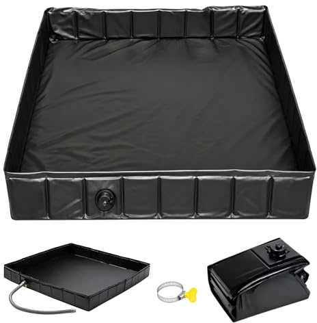 dellyy Base de Ducha Plegable 104×104 cm, Plato de Ducha Portátil con Manguera de Desague, Base para Ducha Camping, Base de toldo de Bandeja de Carpa Interior y Exterior