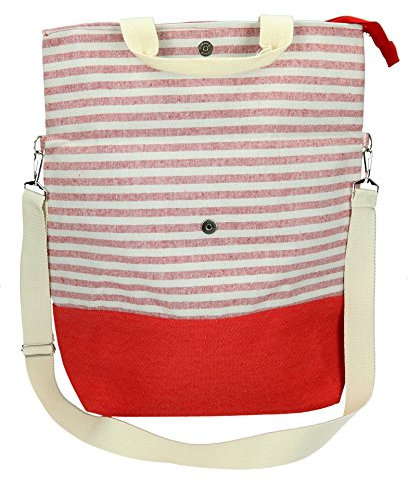 Betz Strandtasche Umhängetasche Freizeittasche Handtasche Einkaufstasche Größe: 52x38 cm Streifen Farbe rot