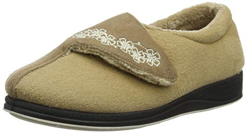 Padders Ladies Slippers 2E Fit Vulcanised - TAUPE/CAMEL Size 3