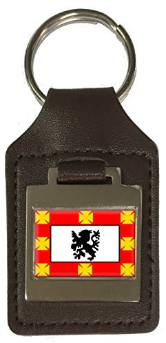 Schlüsselanhänger aus Leder mit Gravur von Sao Vicente Paulo State Flag