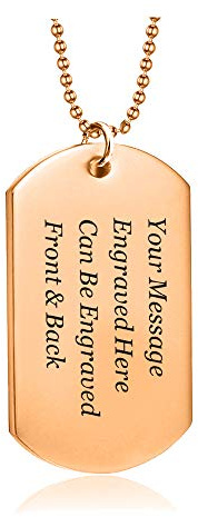 Personalised Dog Tag Pendant Mens Necklace - Army Card Identity Necklace Gift for him, boyfriend, husband, dad Birthday, Anniversary, End of Term Thank You Teacher School Leaving, Fathers Day