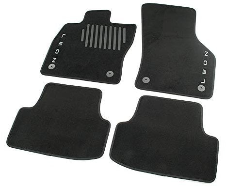 Seat 5F0061675D041 Trail Textil Fußmatten 4X Stoffmatten Velours Matten schwarz, mit Leon Schriftzug