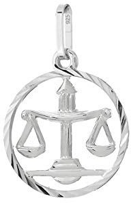 NKlaus Waage Sternzeichen 925er Sterlingsilber 15mm Kettenanhänger Horoskop Zodiak 9167