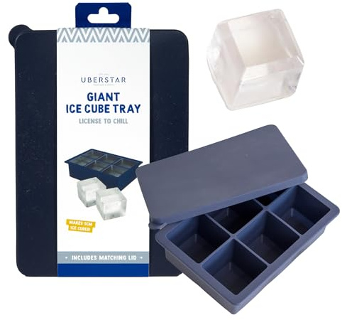 UBERSTAR Giant Ice Cube Tray and Lid/Makes 6X 5cm Large Ice Cubes /