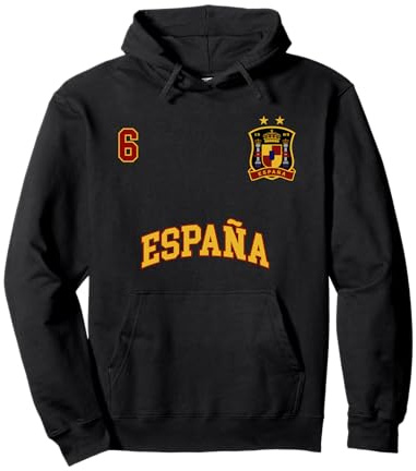 Équipe Football Espagne Sports Nombre 6 Drapeau Espagnol Sweat à Capuche