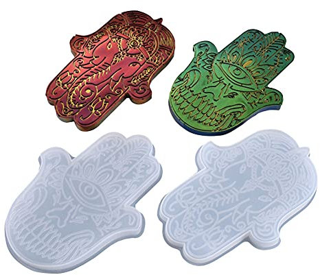 XLZSP Lot de 2 moules en silicone en forme de main de Fatma pour loisirs créatifs
