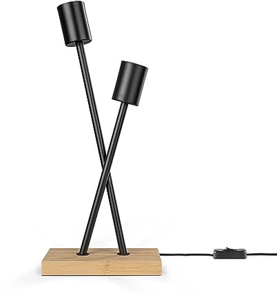 Paco Home Tischlampe Vintage E27 Wohnzimmerlampe Tischleuchte Industriell Design Modern LED Lampe Retro Schlafzimmer Holz