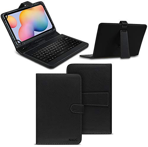 NAmobile Tastatur Schutzhülle kompatibel für Samsung Galaxy Tab A7 10,4 Tasche Keyboard USB Hülle QWERTZ Standfunktion Universal Cover, Farben:Schwarz