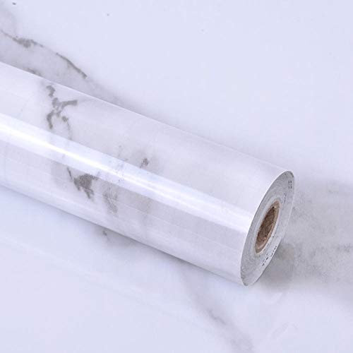 Chbrket Papel Adhesivo Para Muebles Impermeable Vinilo Papel Pintado Autoadhesivo Pvc Cocina Baño Estante Contador Mesa De Pared Blanco 60X3000CM
