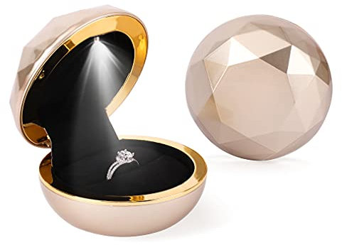 iSuperb Ring Box LED Ringe Box Schmuckschatulle Ohrringe Ring Geschenkbox Verlobung Ehering Boxen Schmuck Organizer Ringbox mit Lichtern Jewelry Gift Box for Ring