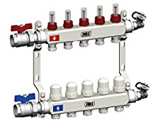Heizkreisverteiler 2-12 Heizkreise Stellantrieb Fußbodenheizung manueller Entlüfter, Heizkreise:5 Heizkreise