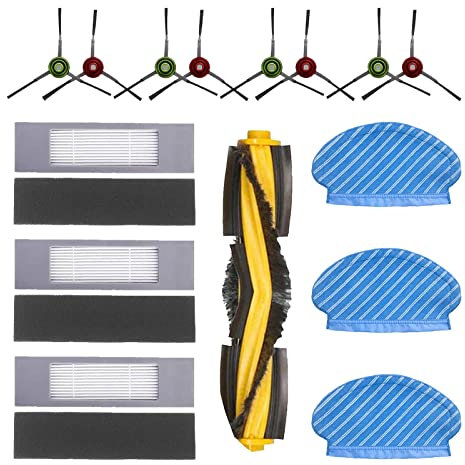 BLUTENET Wischtüch Bürste Filter Ersatzteile Set für Yeedi Vac Hybrid Vac Station Vac Max Staubsauger Roboter Zubehör (15 Stück)