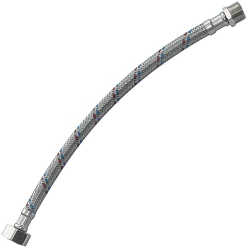 AERZETIX - C51088 - Tubo di alimentazione 300mm 1/2'' femmina - 3/8'' maschio - tubo flessibile di collegamento - raccordo flessibile/sanitario per rubinetti/bagno/cucina