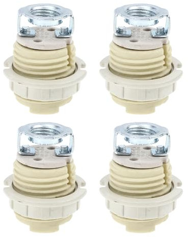 iplusmile Support De Lampe en Céramique G9 - 4 Paquet Douille Halogène G9 Filetée en Céramique avec anneau G9 pour Halogène Incandescent LED Lumière Ampoule