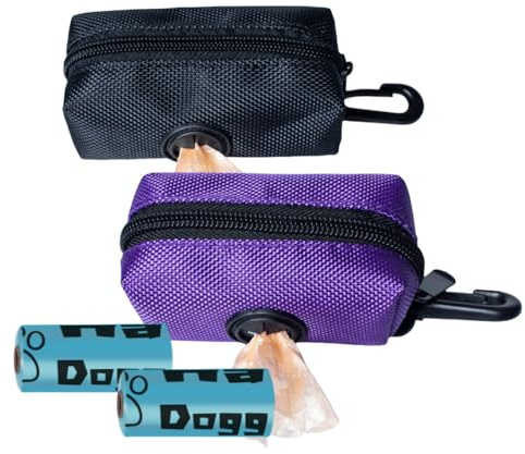 Hundekotbeutel,2 Stück Pet Waste Rubbish Poop Bag Halter für Leine,Universal Dog Bag Poop Dispenser mit Reißverschluss, mit 2 Rolle Kotbeutel,für jede Hundeleine