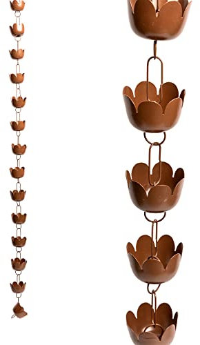 Happy Gardens Regenkette aus Kupfer mit Blumenmotiv, Lilienbecher, Kupfer, Regenketten für Fallrohre