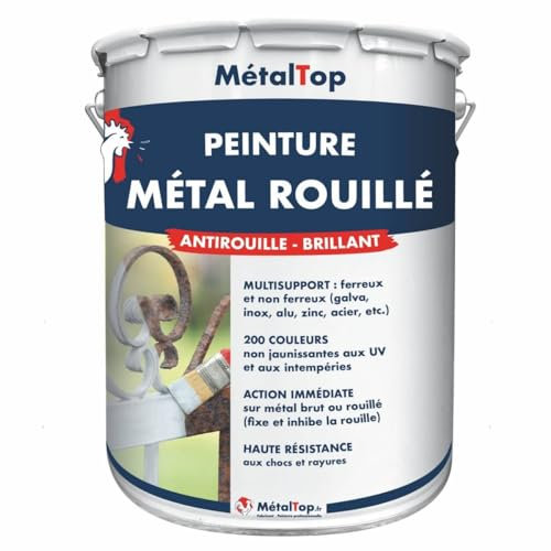 Metaltop - Peinture Metal Rouille - Rouge rubis - RAL 3003 - Pot 1 L