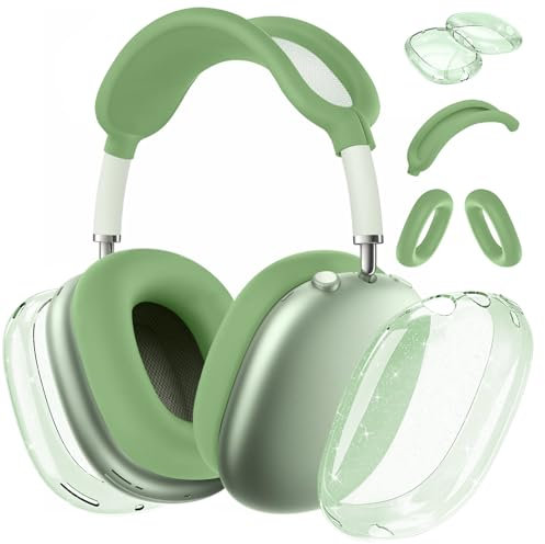 Aiaabq Funda para AirPods Max, funda antiarañazos, cubierta para auriculares, cubierta para diadema para AirPods Max. TPU suave transparente y silicona, a prueba de arañazos en la piel
