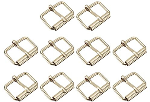 sourcing map 10 Stück Rollschnallen 25x16mm(0.98x0.63) 3mm dick, Mehrzweck-Metall, verstellbare Gürtelschnalle für Taschen, Riemen, Hand, DIY, Golden Farbton