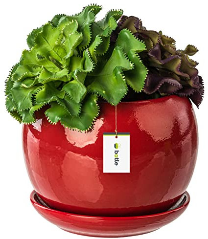 botle Maceta Macetero con forma de bola, redondo, 140 mm x 130 mm, superficie brillante, cerámica, moderno glamour