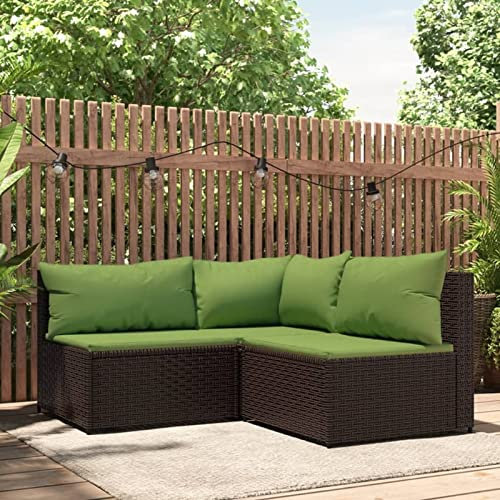 Festnight Balkon Lounge Rattan Gartenmöbel Set Balkonmöbel Balkonlounge Ecklounge Outdoor Sofa Garten Gartenlounge Loungemöbel Terrasse Terrassenmöbel Sitzgruppe Gartensofa, Braun und Grün