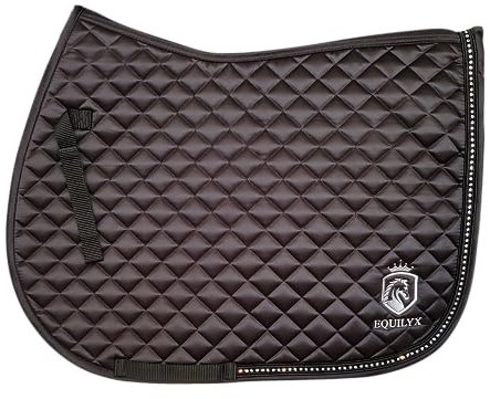 EQUILYX® Schabracke für Pferde aus hochwertigem Satin, ergonomische Passform, optimale Luftzirkulation, Vielseitigkeit (Warmblut Vielseitigkeit, Schwarz)
