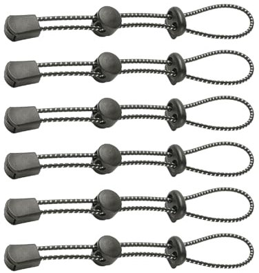 MEMOFYND 6 pezzi di corda elastica per bastone da trekking, corda elastica regolabile, accessori per zaini, accessori da trekking, adatto per abbigliamento con cordino, colore nero