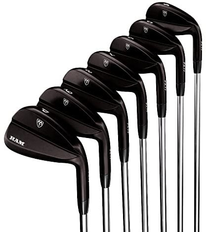 Ram Golf FX77 Stainless Steel Players Distance Black Iron Set RH 4-PW Steel Regular