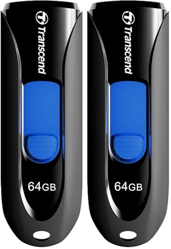 Transcend 64GB JetFlash 790 USB 3.1 Gen 1 USB Stick TS64GJF790K umweltfreundliche Einzelhandelsverpackung, Schwarz (Packung mit 2)