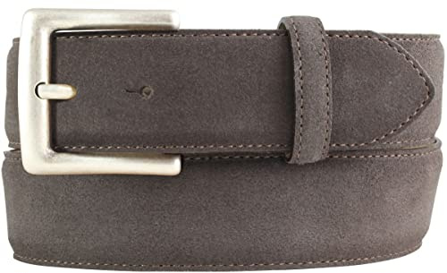 BELTINGER Gürtel aus Veloursleder mit altsilberner Gürtelschnalle 4 cm | Velour-Ledergürtel 40mm | Wildleder-Gürtel alt-silber 4cm