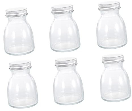AOKWAWALIY 6st Bonbonflasche Aus Glas Gläser Müslibehälter Glasflaschen Glasgefäß Mit Deckel Versiegeltes Glas Zuckerdose Puddingflasche Zuckerbehälter Dessertglas Getreide Aluminiumkappe