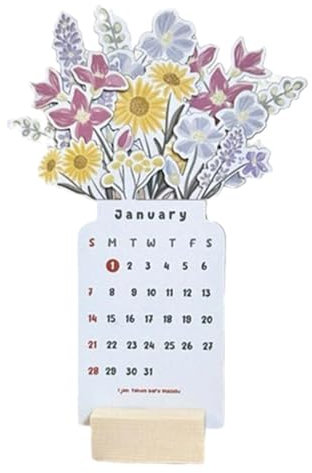 Sunmeit 4 X 8 2024 Tischkalender mit Sockel, Blumen Kleiner Tischkalender, 2024 Tischkalenderplaner, Schreibtischplaner