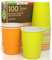 100 Bicchieri in Carta 200ml Mix Action da Asporto Monouso Ecologici Biodegradabili Made in Italy per Bevande Calde Acqua - MIX Colori Giallo Arancione - Prodotto e Confezionato in Italia