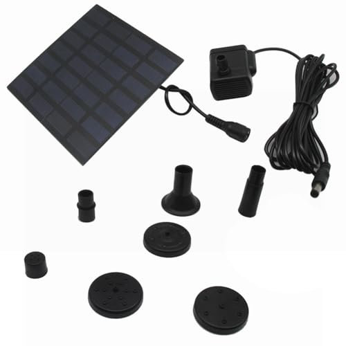 Kexpery Bomba solar de fuente de agua de 1,2 W, 180 l/h con 6 boquillas, kit de bomba solar para estanque, elevación de 100 cm, para baño de pájaros, jardín, peces